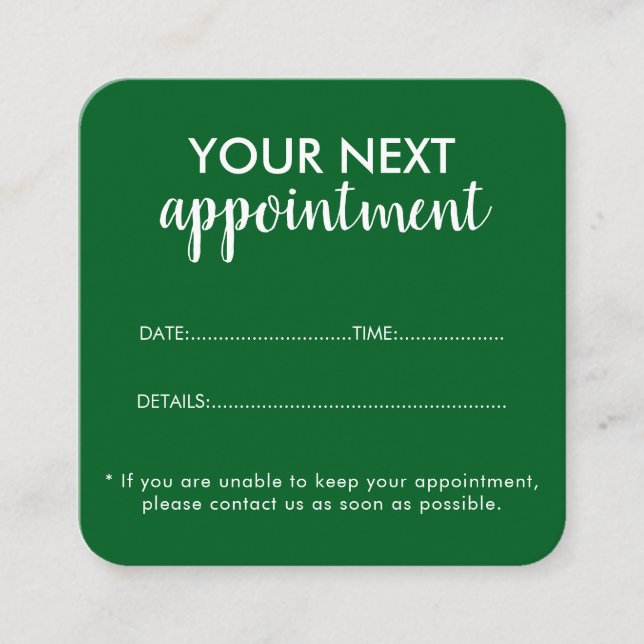 Trendy Modern Salon Appointment Reminder Card Tidsbeställning Kort (Framsida)
