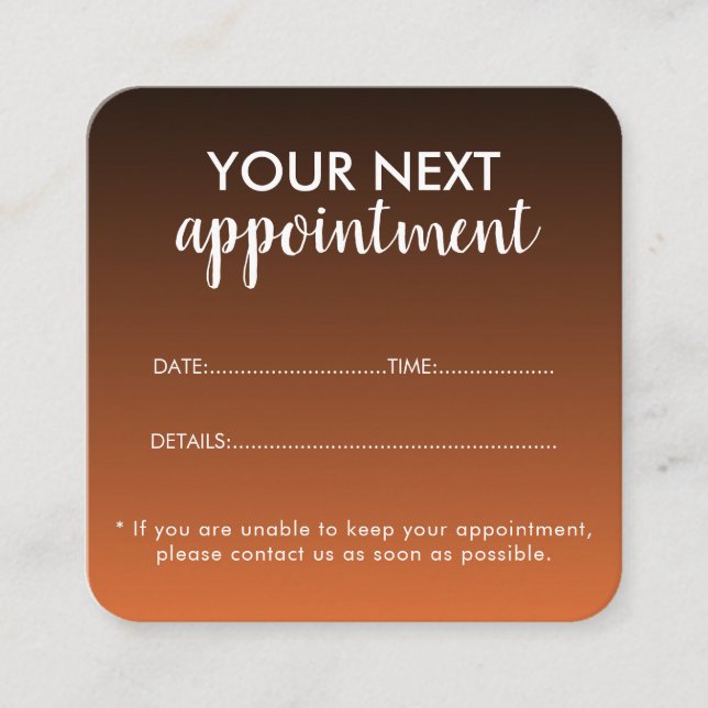 Trendy Modern Salon Appointment Reminder Card Tidsbeställning Kort (Framsida)