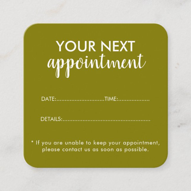 Trendy Modern Salon Appointment Reminder Card Tidsbeställning Kort (Framsida)