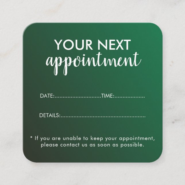 Trendy Modern Salon Appointment Reminder Card Tidsbeställning Kort (Framsida)