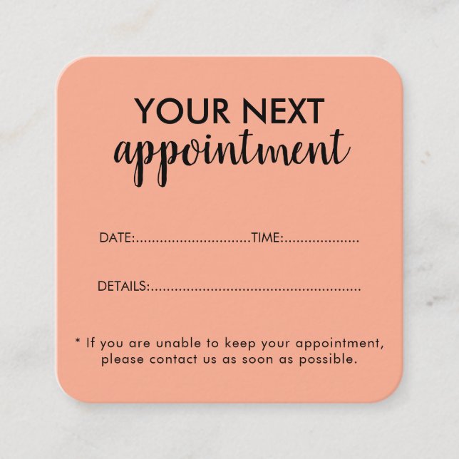 Trendy Modern Salon Appointment Reminder Card Tidsbeställning Kort (Framsida)