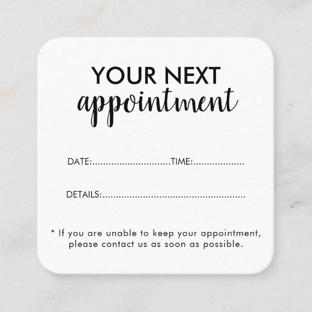 Trendy Modern Salon Appointment Reminder Card Tidsbeställning Kort (Framsida)