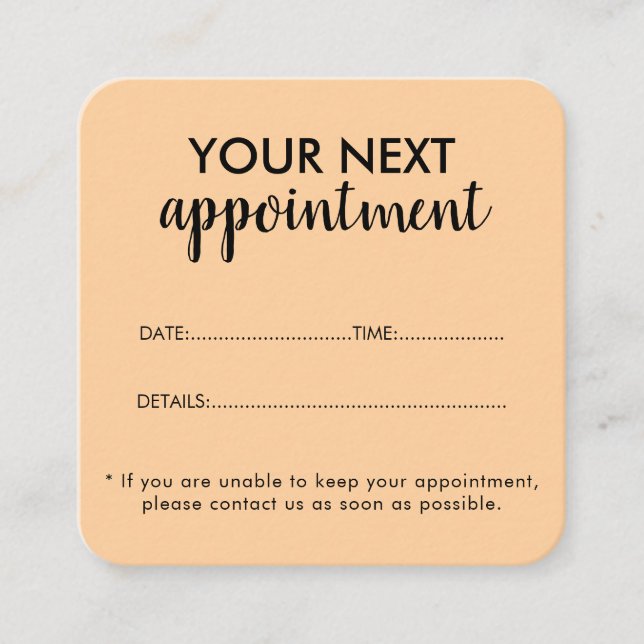 Trendy Modern Salon Appointment Reminder Card Tidsbeställning Kort (Framsida)
