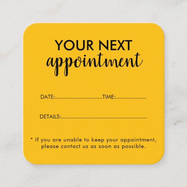 Trendy Modern Salon Appointment Reminder Card Tidsbeställning Kort (Framsida)