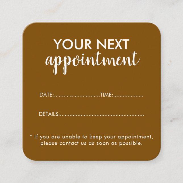 Trendy Modern Salon Appointment Reminder Card Tidsbeställning Kort (Framsida)