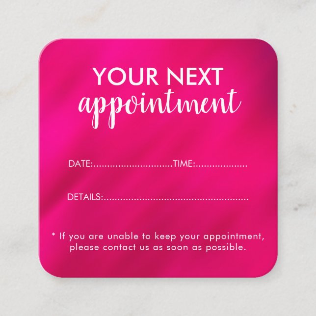 Trendy Modern Salon Appointment Reminder Card Tidsbeställning Kort (Framsida)