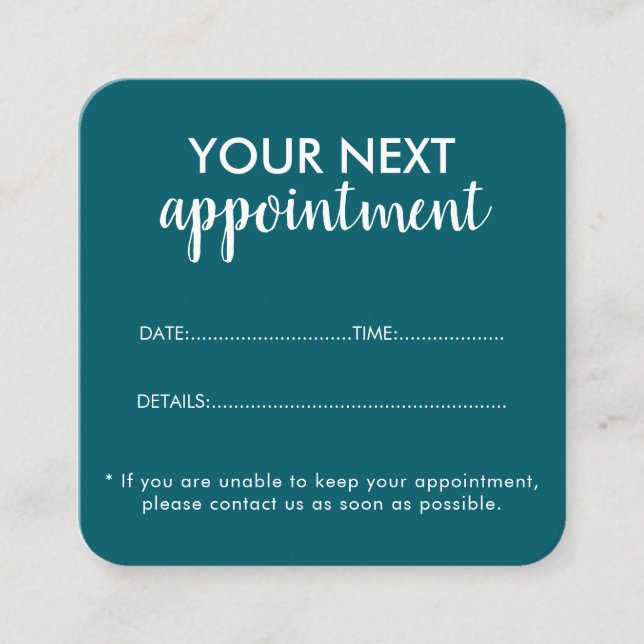 Trendy Modern Salon Appointment Reminder Card Tidsbeställning Kort (Framsida)