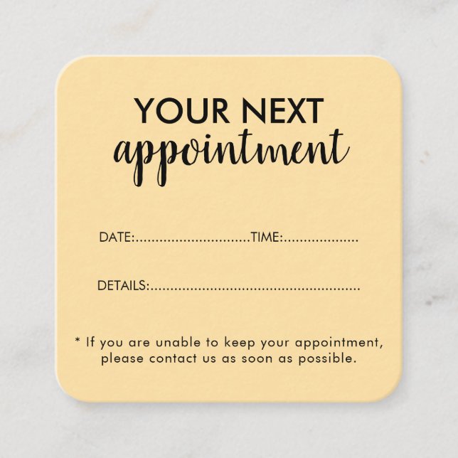 Trendy Modern Salon Appointment Reminder Card Tidsbeställning Kort (Framsida)