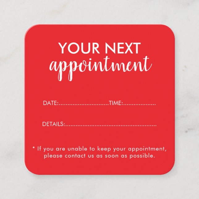 Trendy Modern Salon Appointment Reminder Card Tidsbeställning Kort (Framsida)
