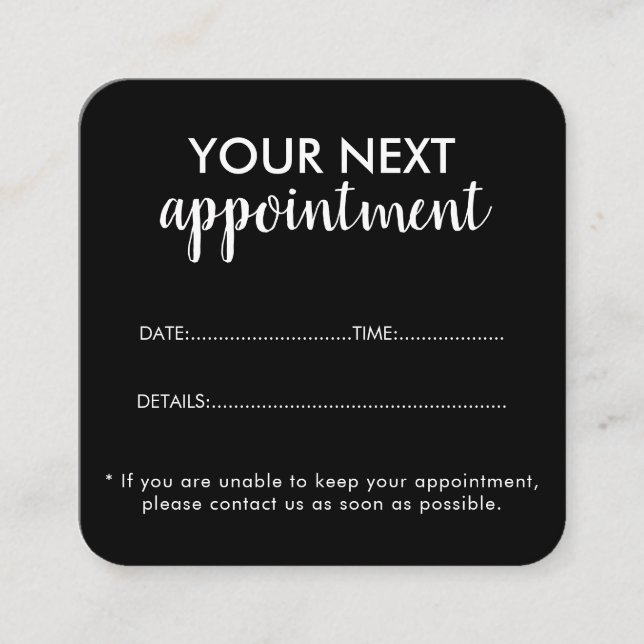 Trendy Modern Salon Appointment Reminder Card Tidsbeställning Kort (Framsida)