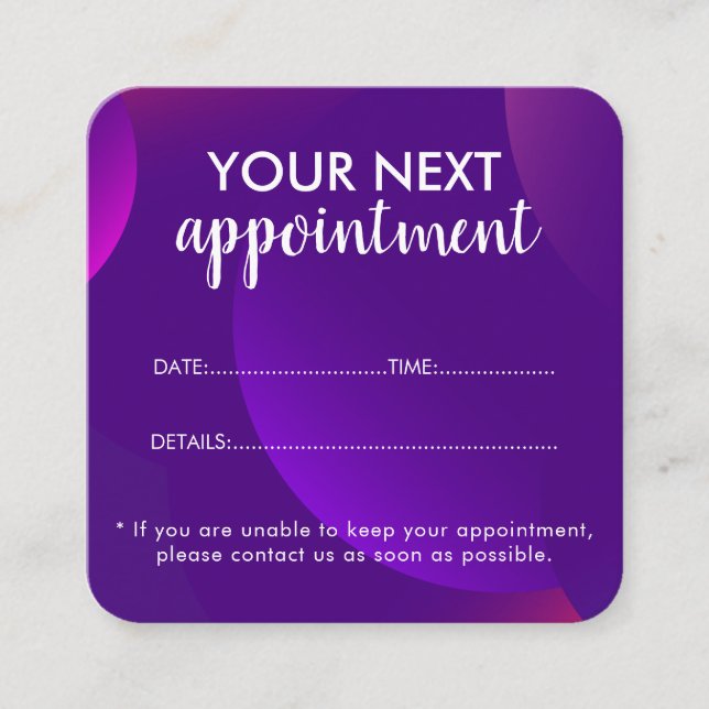 Trendy Modern Salon Appointment Reminder Card Tidsbeställning Kort (Framsida)
