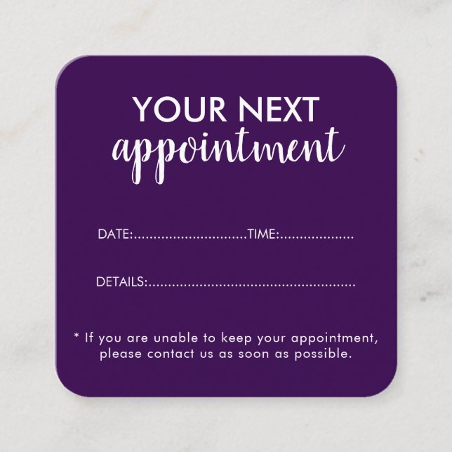 Trendy Modern Salon Appointment Reminder Card Tidsbeställning Kort (Framsida)