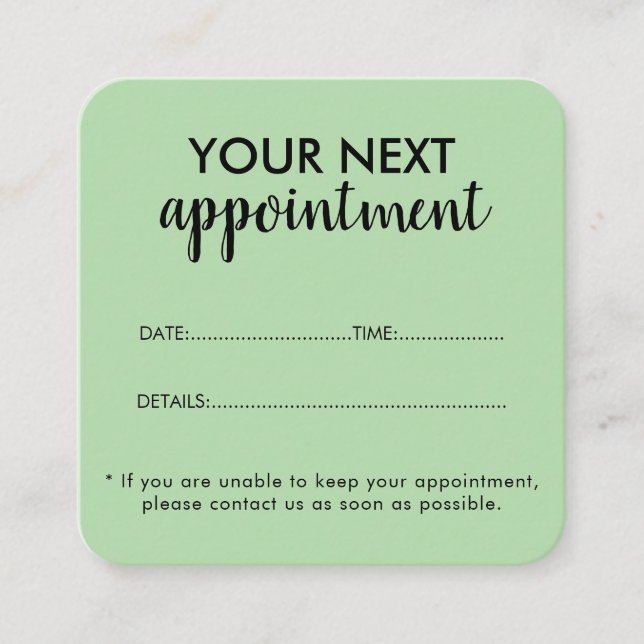 Trendy Modern Salon Appointment Reminder Card Tidsbeställning Kort (Framsida)