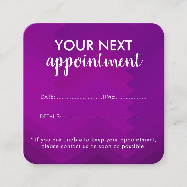 Trendy Modern Salon Appointment Reminder Card Tidsbeställning Kort (Framsida)