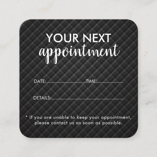 Trendy Modern Salon Appointment Reminder Card Tidsbeställning Kort (Framsida)