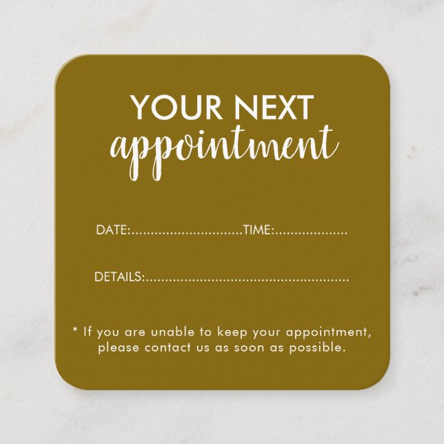Trendy Modern Salon Appointment Reminder Card Tidsbeställning Kort (Framsida)