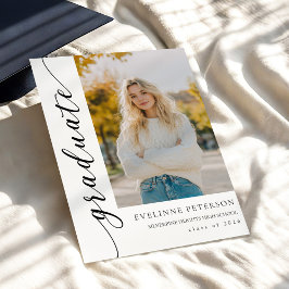 Trendy Modern Script Photo Graduation Invitation Inbjudningar
