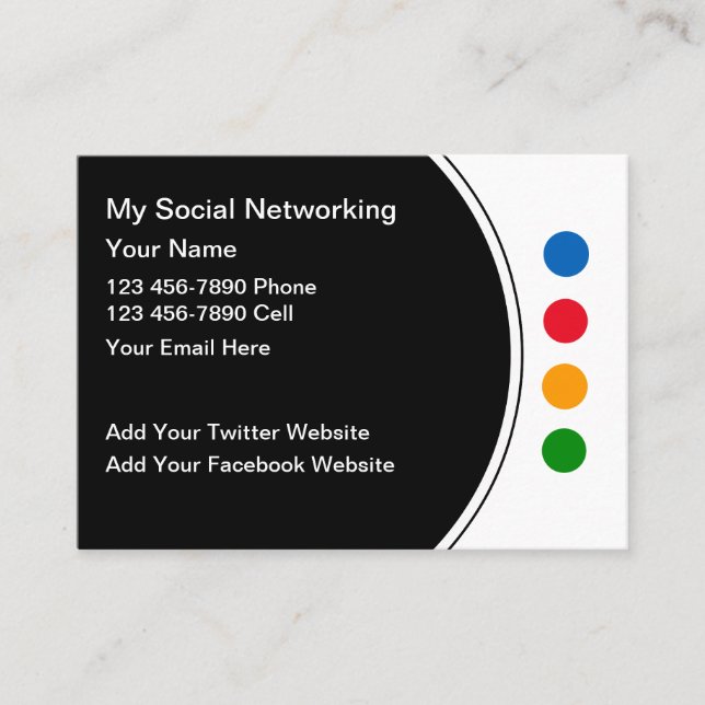 Trendy Modern Social Networking Business Cards Visitkort (Framsida)
