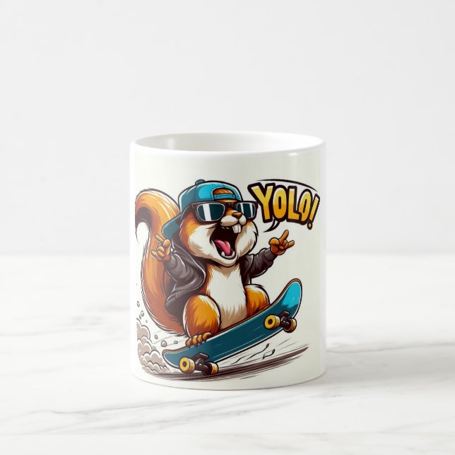 trendy mok met hamster op skateboard kaffemugg (Center)