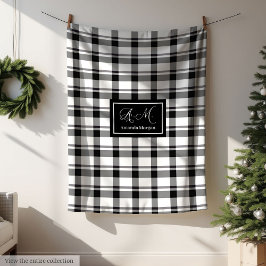 Trendy Monochrome Checkered Blanket Custom Name Fleecefilt