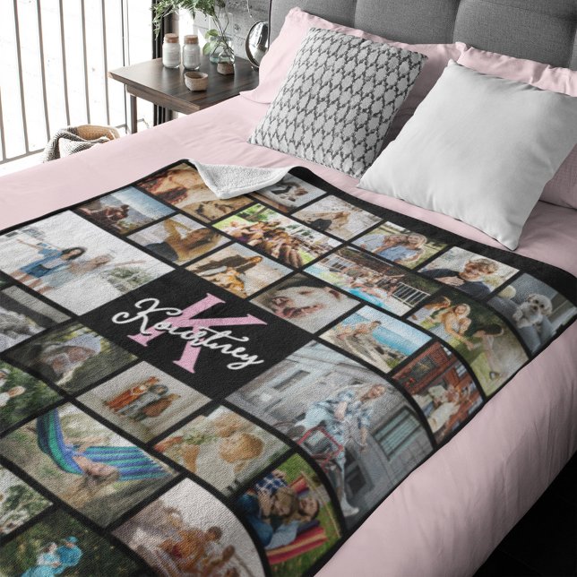 Trendy Monogram 34 x Photo Collage Fleecefilt (Skapare uppladdad)