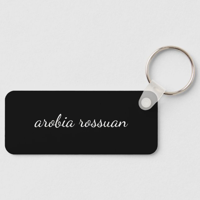 Trendy Monogram | Black Script Personalized Design Nyckelring (Framsida)