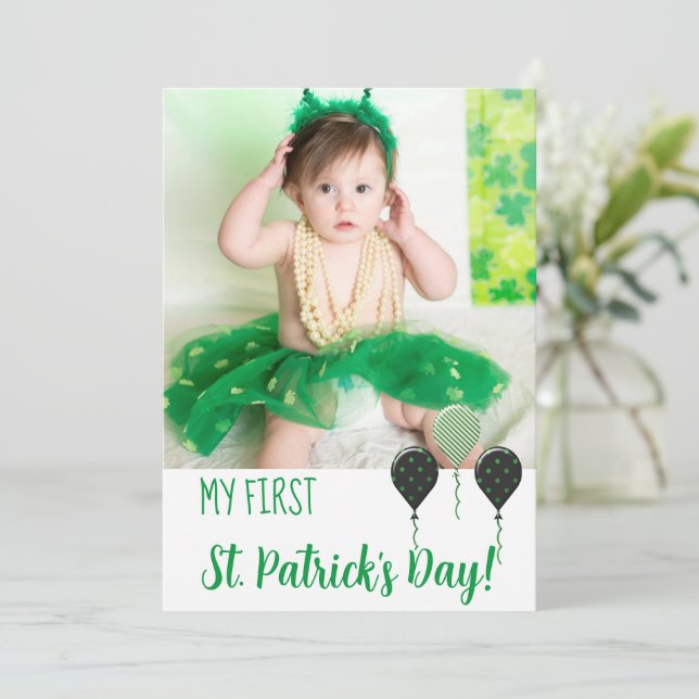 Trendy My First St. Patrick Day Announcement Photo Kort (Stående Fram)