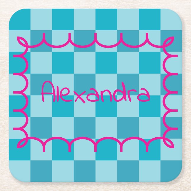 Trendy Name Template Sticker Underlägg Papper Kvadrat (Framsidan)