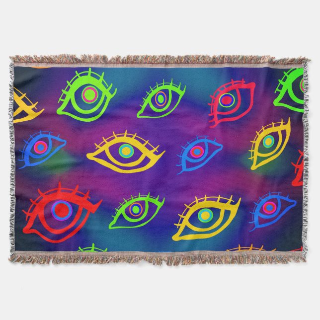Trendy Neon Colorful Eyes Pattern Filt (Framsidan)