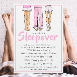Trendy Pajama Sleepover / Girls PJ Party Inbjudningar