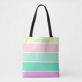 Trendy Pastel Stripes Personalized Tygkasse