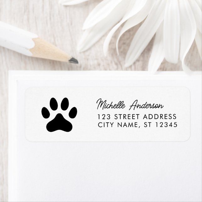 Trendy Paw Print Return Address Label   Returadress Etikett (Insitu)