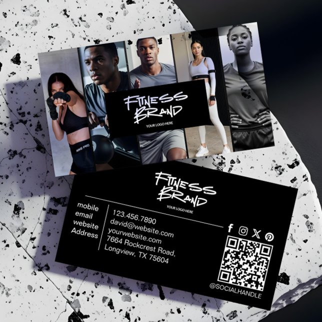 Trendy Personal Trainer Fitness Photo Collage Visitkort (Trendy Personal Trainer Fitness Photo Collage Business Card)