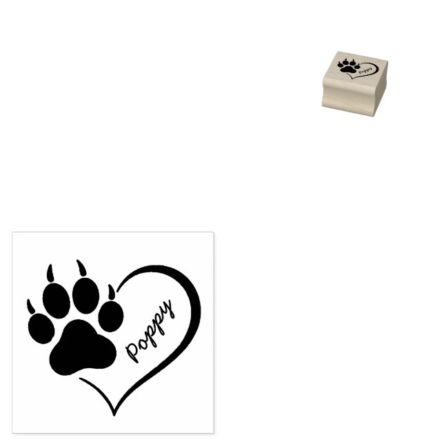 Trendy Personalized Cat Pet Paw Heart Print        Stämpel (Stämplad)