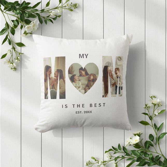 Trendy Personalized Photo MOM Heart Pillow Kudde (Skapare uppladdad)