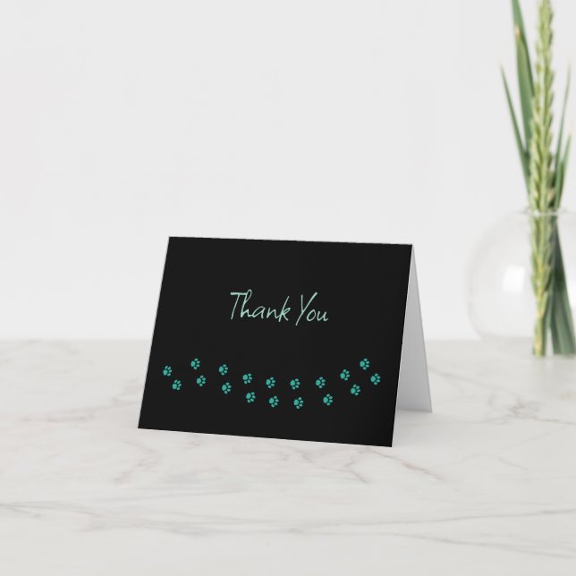 Trendy Pet Theme Thank You Cards Paw Prints Tack Kort (Framsida)