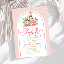 Trendy petals and prosecco blush and gold invite inbjudningar
