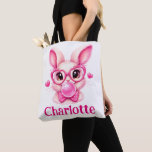 Trendy Pink Bunny  with Bubble Gum – Custom Name Tygkasse<br><div class="desc">Trendy Pink Bunny Tote Bag with Bubble Gum – Custom Name Design
Add a playful touch to your style with this adorable trendy pink bunny blowing bubble gum! Personalize it with your name for a unique and fun accessory—perfect for everyday use or as a cute gift.</div>