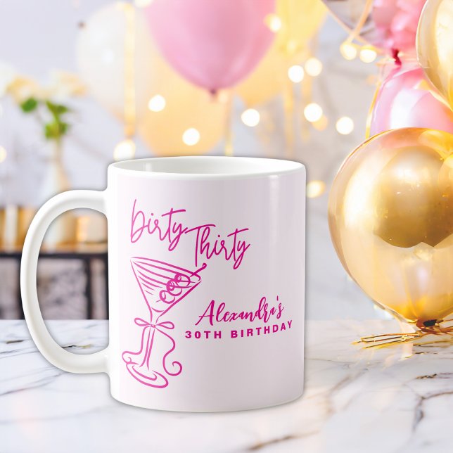Trendy Pink Dirty Thirty 30th Birthday Kaffemugg (Skapare uppladdad)