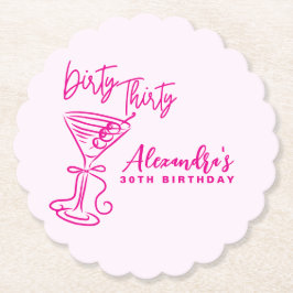 Trendy Pink Dirty Thirty 30th Birthday Underlägg Papper