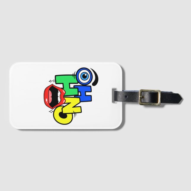 Trendy Pop Art Sassy Lips Kids T-Shirt Bagagebricka (Framsida horisontal)