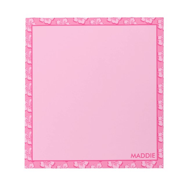 Trendy Preppy Pink Tropical Floral  Anteckningsblock (Framsida)