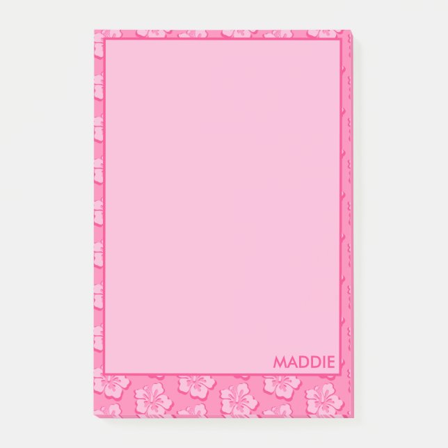 Trendy Preppy Pink Tropical Floral  Post-it Block (Framsida)