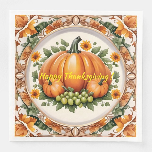 Trendy Pumpkin Thanksgiving Autumn Collection Pappersservett (Framsida)
