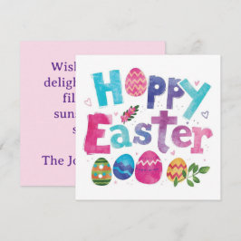 Trendy Purple and Pink Easter Eggs personalized Julkort