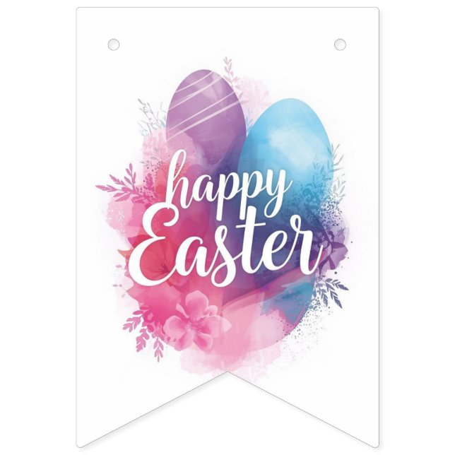 Trendy Purple and Pink Easter Eggs wrapping paper  Vimplar (Första flaggan)