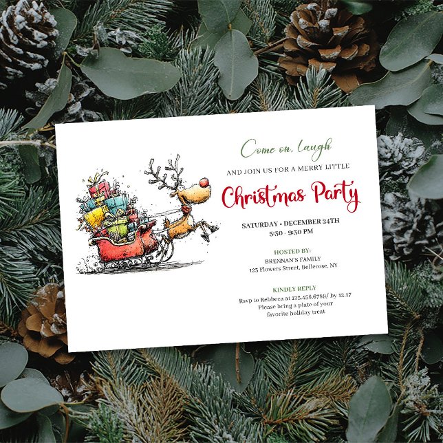 Trendy quirky reindeer Christmas party invite Inbjudningar (Trendy quirky reindeer Christmas party invite

)