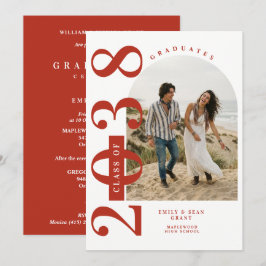 Trendy Red Arch Twins Graduation Photo TMF26 Inbjudningar