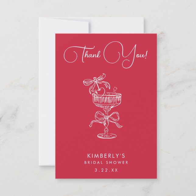 Trendy Red She's The Cherry On Top Bridal Shower Tack Kort (Framsida)
