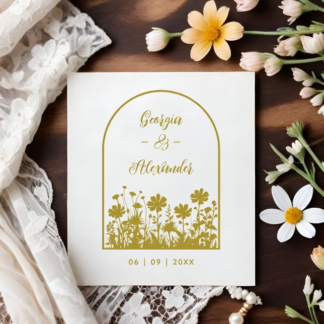 Trendy Rustic Chic Wildflowers Window Arch Wedding Stämpel (Trendy Rustic Chic Wildflowers Window Arch Wedding Rubber Stamp.)